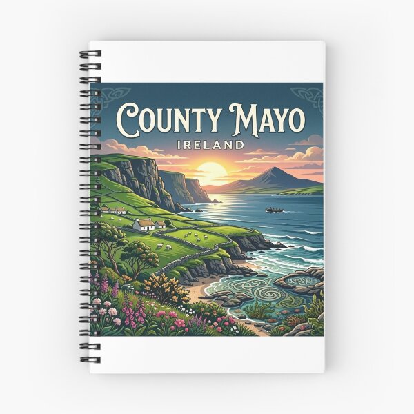 Item preview, Vintage County Mayo Ireland Travel Poster | Irish Heritage Landscape Art designed and sold by Mathias Yakubu Design.