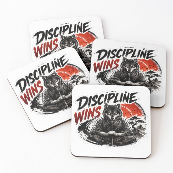 Item preview, Discipline Wins | Samurai Wolf Motivational Sticker | Japanese Zen Aesthetic designed and sold by Genzfirevibes.