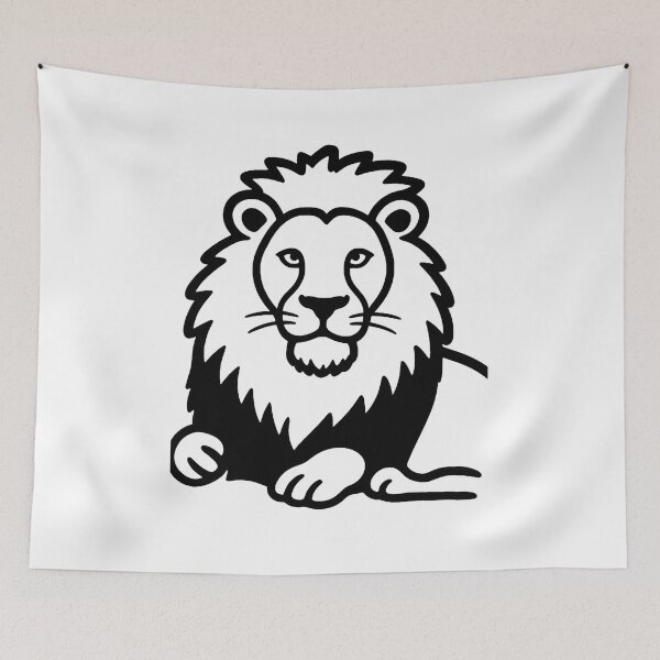 Item preview, Minimalist Black and White Lion Line Art designed and sold by MandalasLovers.