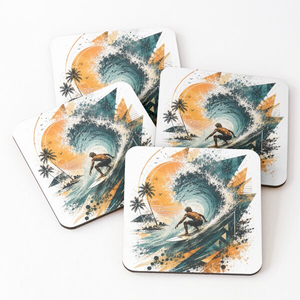 Item preview, Surf Abstract Barrel Wave Modern Coastal Adventure Art designed and sold by dytf79.