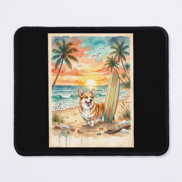 Item preview, Cute Corgi Beach Sunset Surf Dog designed and sold by dudelinart.