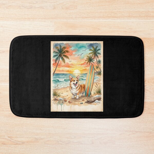 Item preview, Cute Corgi Beach Sunset Surf Dog designed and sold by dudelinart.