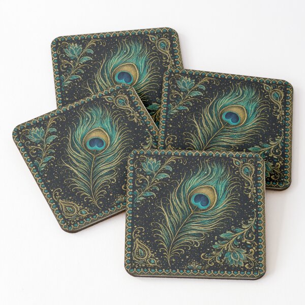Item preview, Indian Peacock Feather Ornamental Pattern Art designed and sold by RajRang.