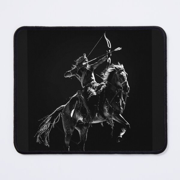 Item preview, Horseback Archer Warrior Monochrome Equestrian Action Art designed and sold by inkoutninja.