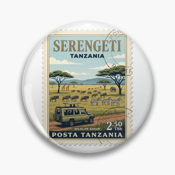 Item preview, Vintage Serengeti Tanzania Wildlife Safari Travel Stamp designed and sold by k3rstman1.