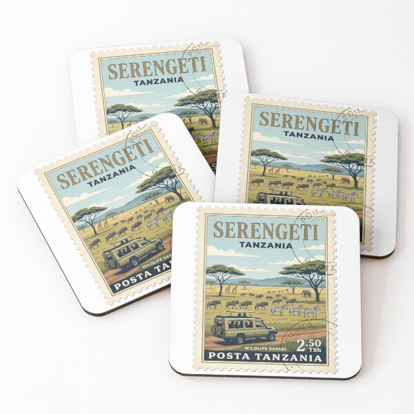 Item preview, Vintage Serengeti Tanzania Wildlife Safari Travel Stamp designed and sold by k3rstman1.