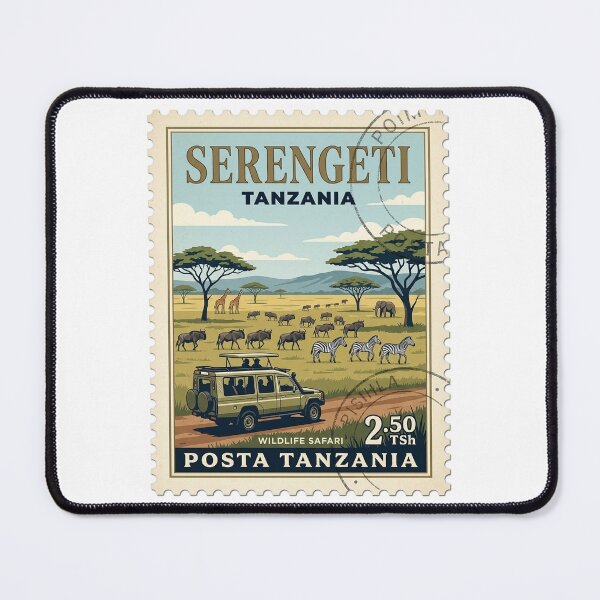 Item preview, Vintage Serengeti Tanzania Wildlife Safari Travel Stamp designed and sold by k3rstman1.