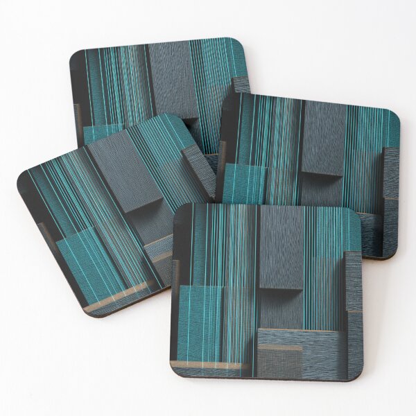 Item preview, Dark Teal 3D Geometric Blocks Abstract Neon Lines Texture designed and sold by LYAN-STORE.