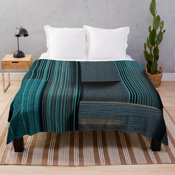 Item preview, Dark Teal 3D Geometric Blocks Abstract Neon Lines Texture designed and sold by LYAN-STORE.