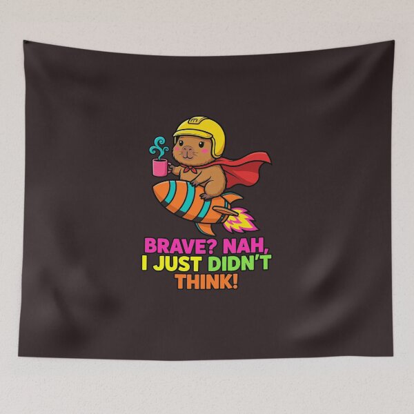 Item preview, capybara, funny brave, rocket, coffee lover, bold humor, colorful, cute brave designed and sold by PrettyCrypt.