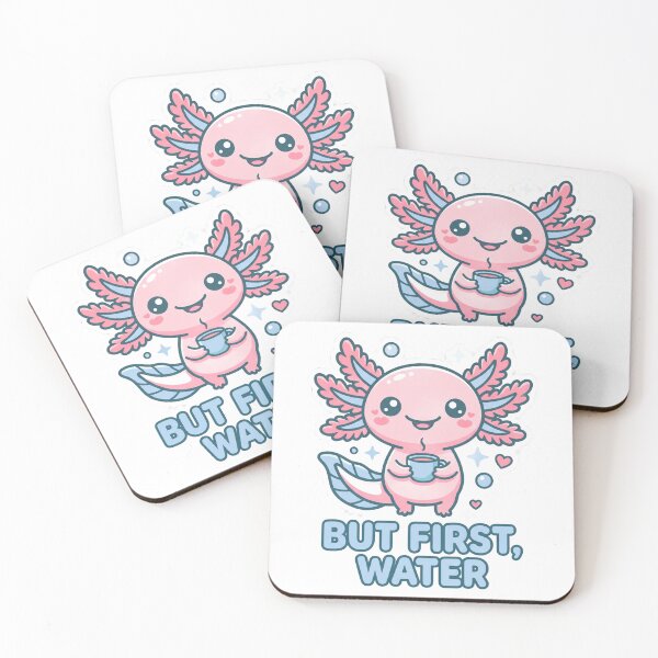 Item preview, But First Water Cute Funny Kawaii Axolotl Design designed and sold by Faissal SBIAA.