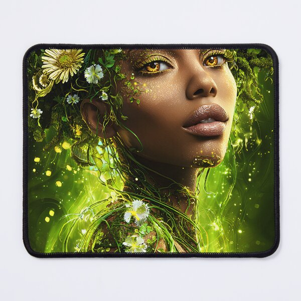 Item preview, Enchanting Green Goddess with Floral Crown designed and sold by Artessie.