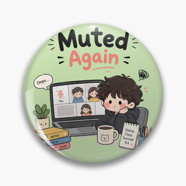 Item preview, \Muted Again – Cute Online Class Setup Kawaii Student Sticker | Funny Virtual Learning Meme designed and sold by Sanika arts .