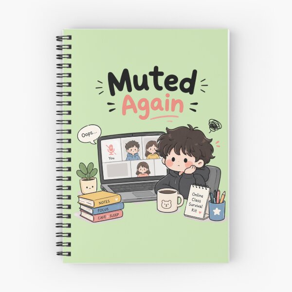 Item preview, \Muted Again – Cute Online Class Setup Kawaii Student Sticker | Funny Virtual Learning Meme designed and sold by Sanika arts .