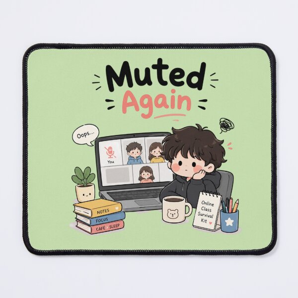 Item preview, \Muted Again – Cute Online Class Setup Kawaii Student Sticker | Funny Virtual Learning Meme designed and sold by Sanika arts .