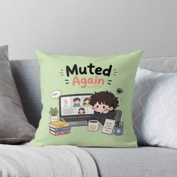 Item preview, \Muted Again – Cute Online Class Setup Kawaii Student Sticker | Funny Virtual Learning Meme designed and sold by Sanika arts .