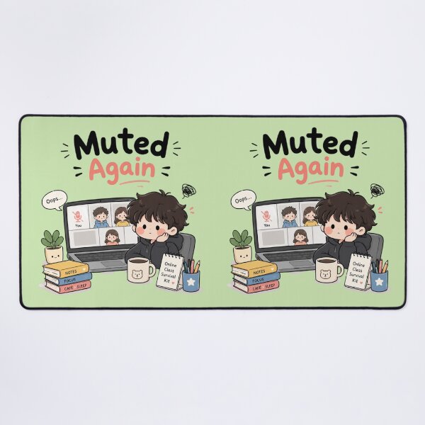Item preview, \Muted Again – Cute Online Class Setup Kawaii Student Sticker | Funny Virtual Learning Meme designed and sold by Sanika arts .