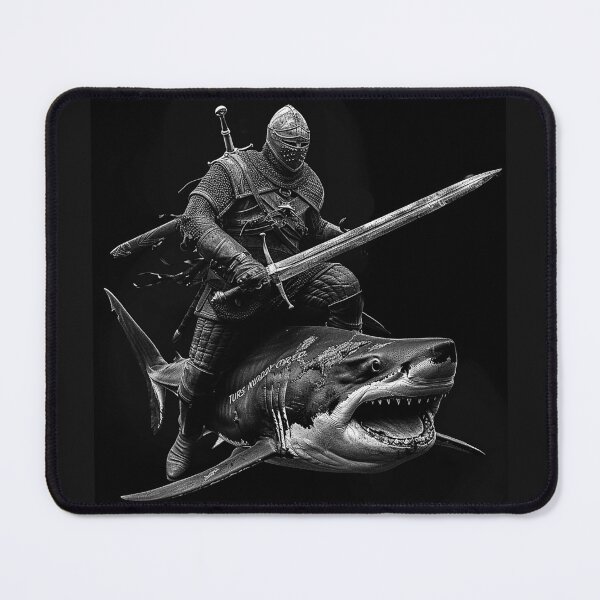 Item preview, Armored Knight Riding a Shark Surreal Medieval Fantasy Art designed and sold by inkoutninja.
