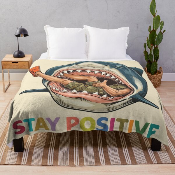 Item preview, Stay Positive Shark Funny Dark Humor designed and sold by BrownHorse90s.