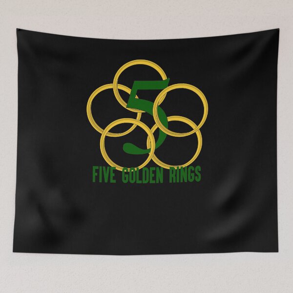 Item preview, Five Golden Rings Song 12 Days Christmas Numbers Green designed and sold by KNUXX Shop.