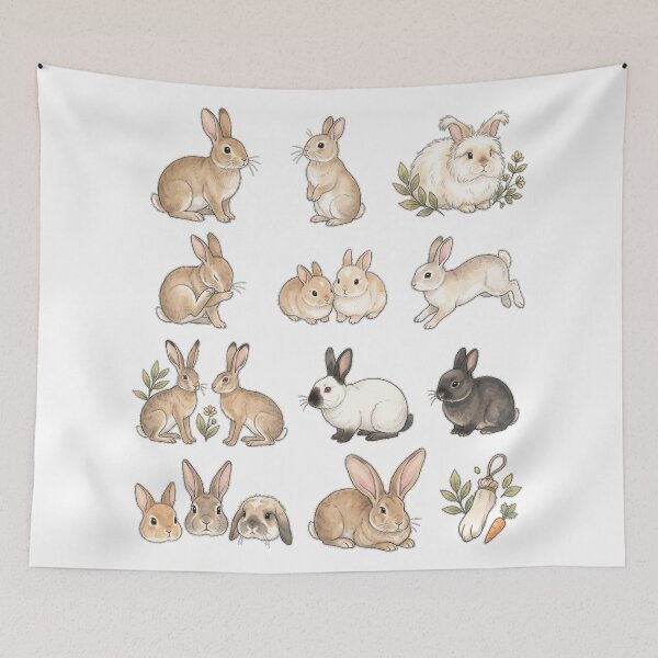 Item preview, Cute Bunny Rabbit Watercolor Set Soft Cottagecore Animals Aesthetic designed and sold by Rehnair.