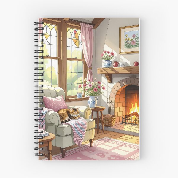 Item preview, A cozy cottage interior where a tabby cat naps peacefully designed and sold by Ponted.
