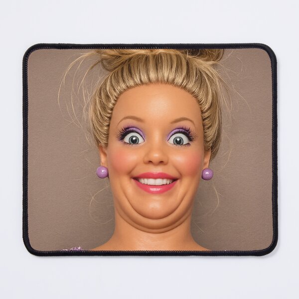 Item preview, Funny Double Chin Doll Forced Smile Meme designed and sold by Devilians92.