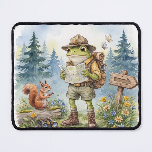 Item preview, National Park Ranger Frog Watercolor Art | Cute Woodland Adventure Frog | Whimsical Nature Sticker & Cottagecore Design designed and sold by Tamas Das.