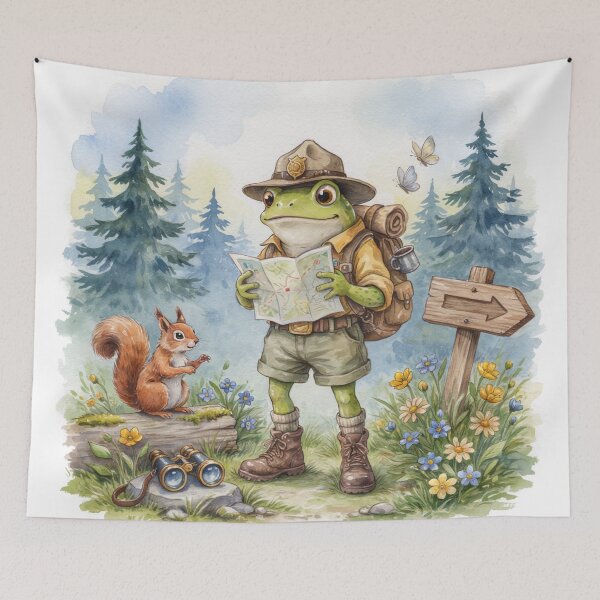 Item preview, National Park Ranger Frog Watercolor Art | Cute Woodland Adventure Frog | Whimsical Nature Sticker & Cottagecore Design designed and sold by Tamas Das.