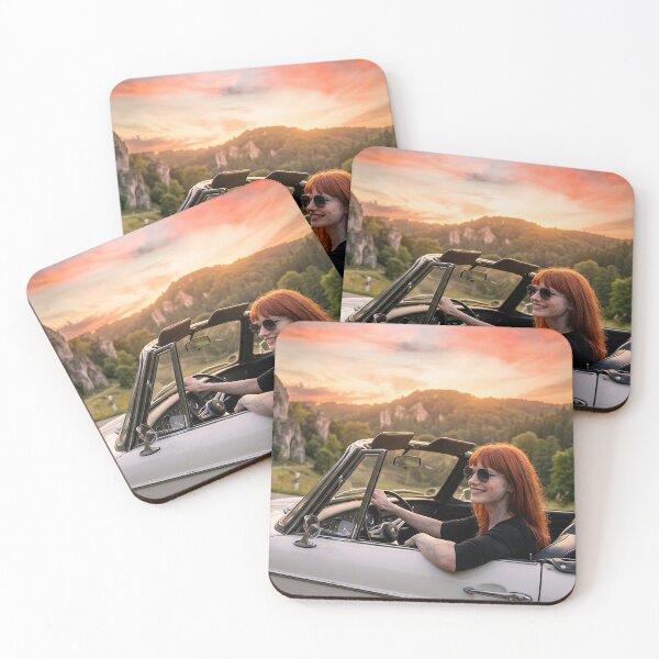 Item preview, Byte Rose – Solarpunk android woman in convertible at sunset designed and sold by Byte-Rose.