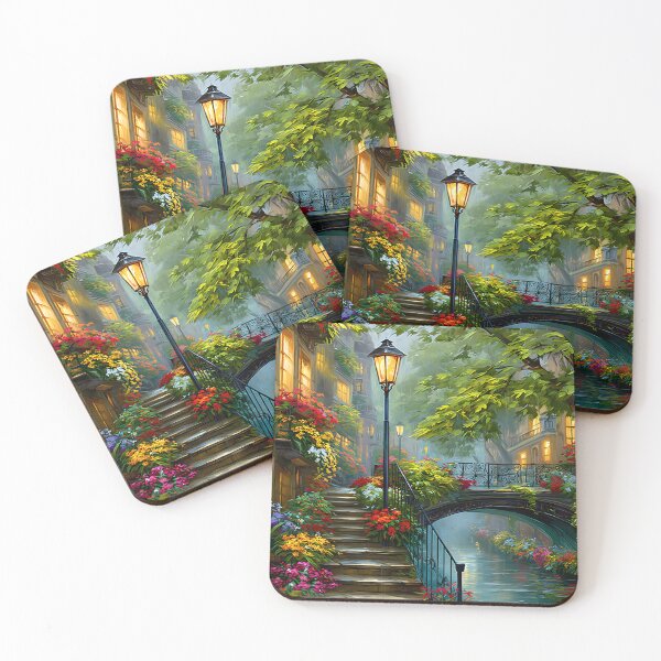 Item preview, Charming Canal with Vivid Flowers and Lanterns designed and sold by Artessie.