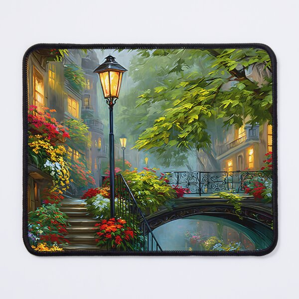 Item preview, Charming Canal with Vivid Flowers and Lanterns designed and sold by Artessie.