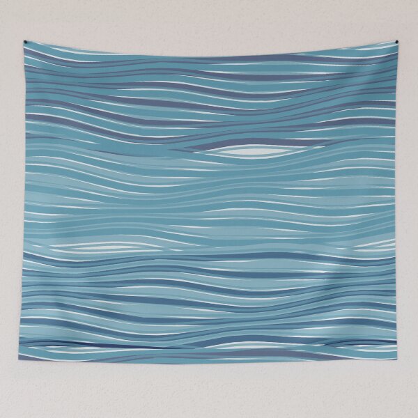 Item preview, Minimalist Wavy Line Texture Pattern Blue Ocean designed and sold by TexSta.