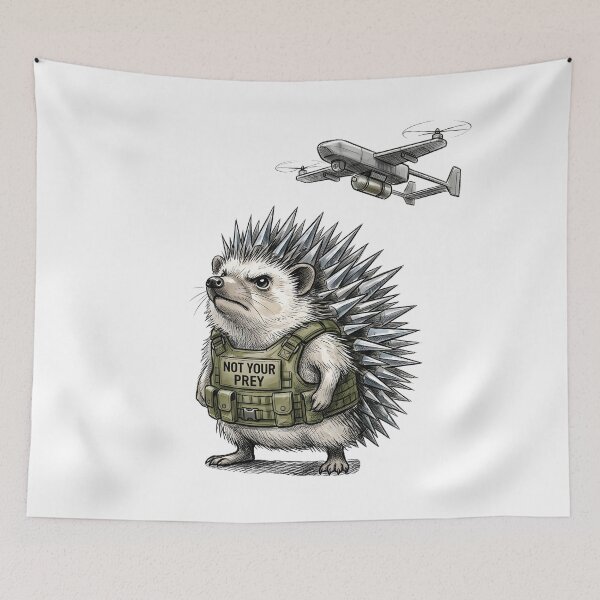 Item preview, Not Your Prey - Tactical Hedgehog & Drone Art designed and sold by SoulPT.