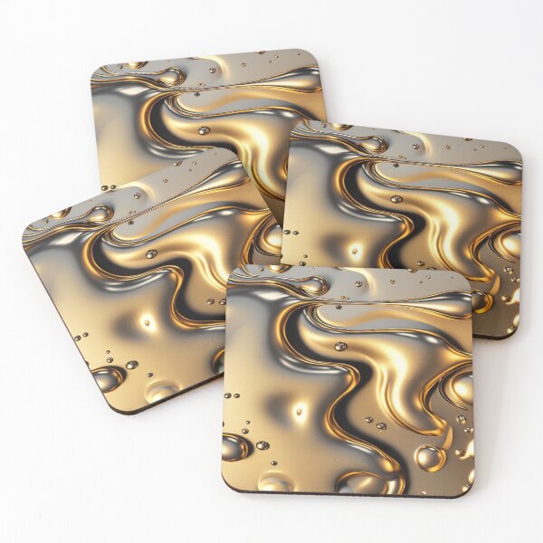Item preview, Liquid Metallic Gold Drops Abstract Chrome Texture designed and sold by LYAN-STORE.