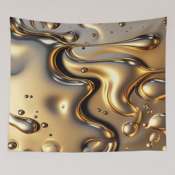 Item preview, Liquid Metallic Gold Drops Abstract Chrome Texture designed and sold by LYAN-STORE.