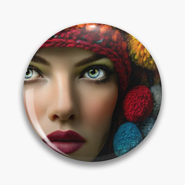 Item preview, Vibrant Portrait with Colorful Knitted Accessories designed and sold by Artessie.