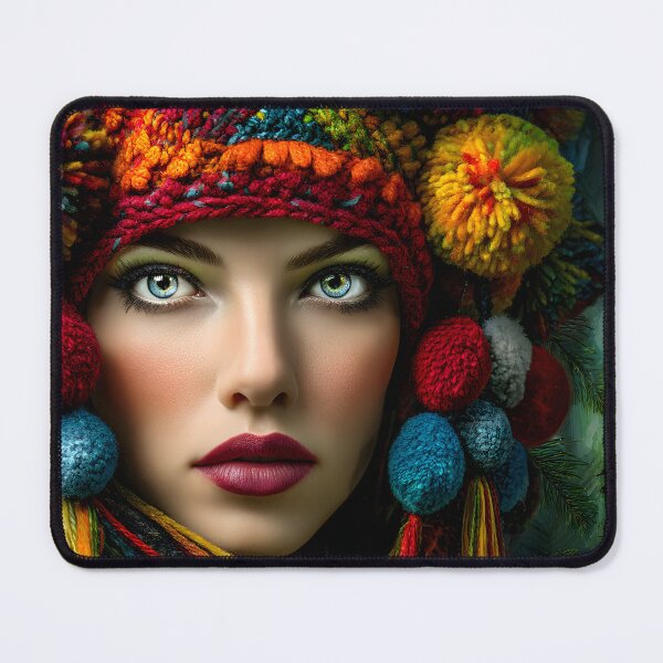 Item preview, Vibrant Portrait with Colorful Knitted Accessories designed and sold by Artessie.