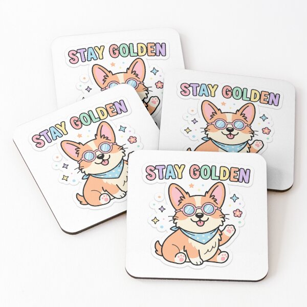 Item preview, Stay Golden Cute Corgi Dog Sticker Funny Pun Design designed and sold by Faissal SBIAA.