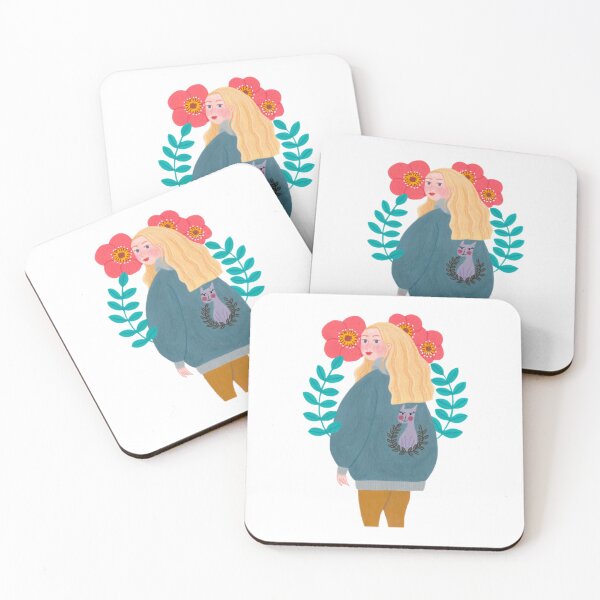Item preview, Blonde Woman Cute Whimsical Botanical Floral Portrait designed and sold by EvantheSolace.