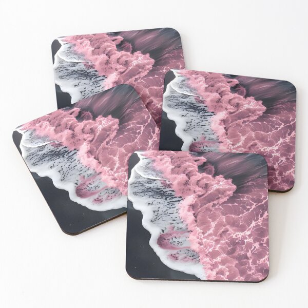 Item preview, Pink Waves Black Sand Beach Dreamy Ocean Sea Foam designed and sold by LYAN-STORE.