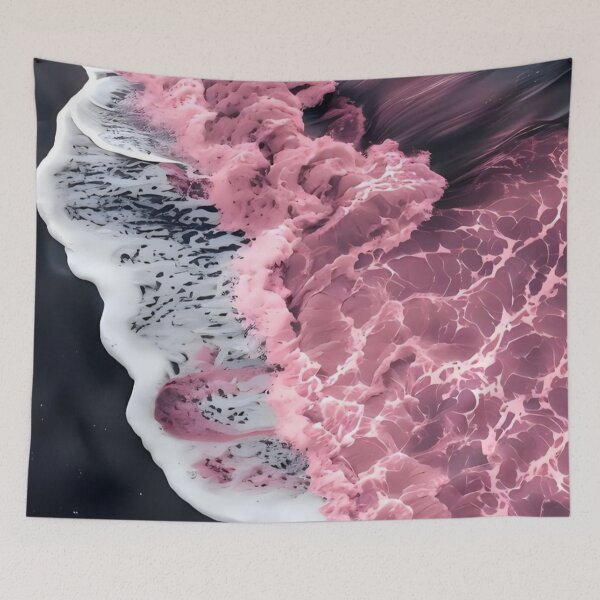 Item preview, Pink Waves Black Sand Beach Dreamy Ocean Sea Foam designed and sold by LYAN-STORE.