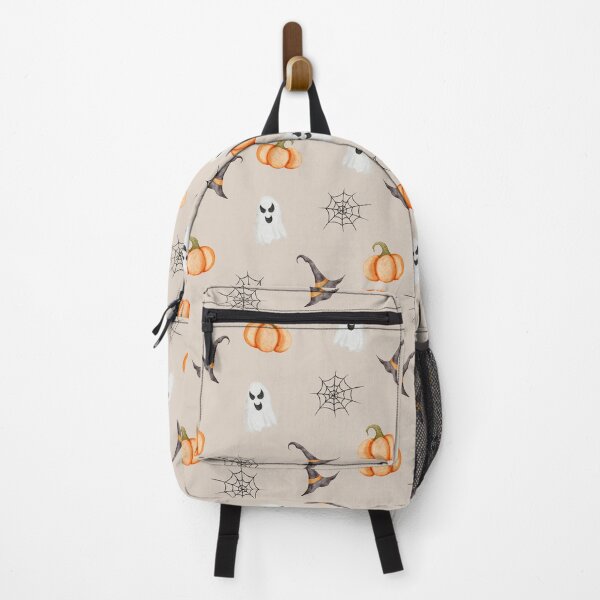 Item preview, Cute Watercolor Pumpkins and Ghosts Warm Beige Halloween Pattern designed and sold by svitlaarty.