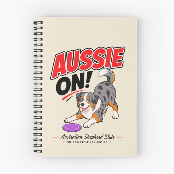 Item preview, Aussie On! Playful Australian Shepherd Frisbee Dog designed and sold by Stef Ringoot, cartoons and illustrations.