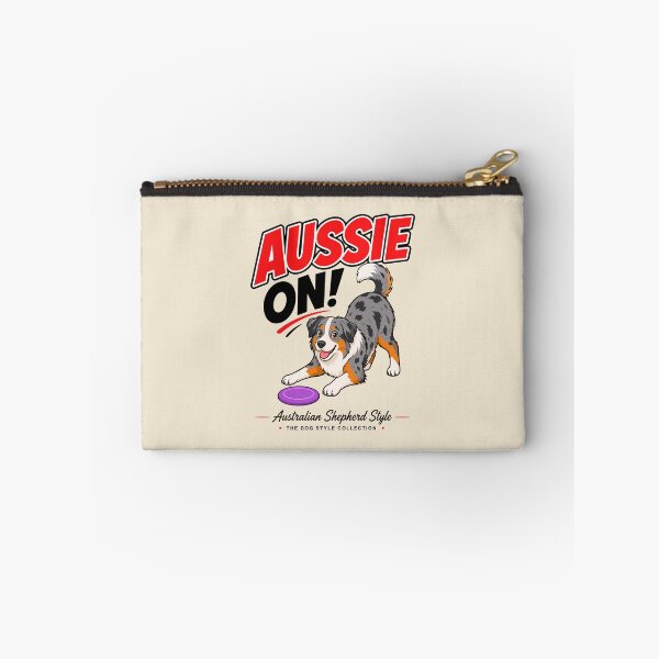 Item preview, Aussie On! Playful Australian Shepherd Frisbee Dog designed and sold by Stef Ringoot, cartoons and illustrations.