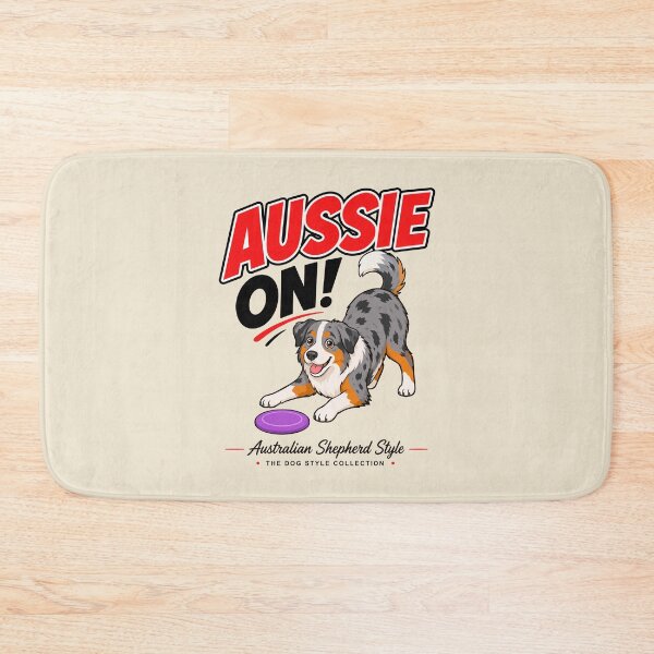 Item preview, Aussie On! Playful Australian Shepherd Frisbee Dog designed and sold by Stef Ringoot, cartoons and illustrations.
