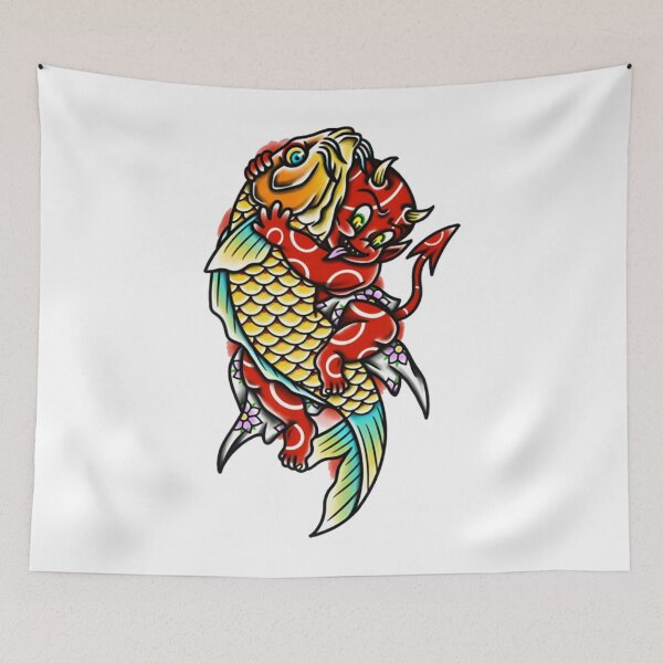 Item preview, Guardian Koi Oni Japanese Tattoo Style designed and sold by EvantheSolace.