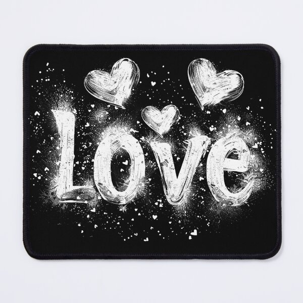 Item preview, Love Typography with Painted Hearts Monochrome Romantic Art designed and sold by inkoutninja.