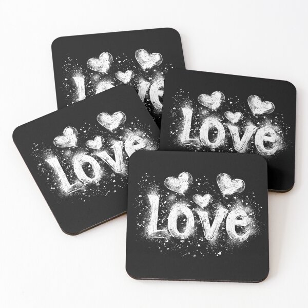 Item preview, Love Typography with Painted Hearts Monochrome Romantic Art designed and sold by inkoutninja.