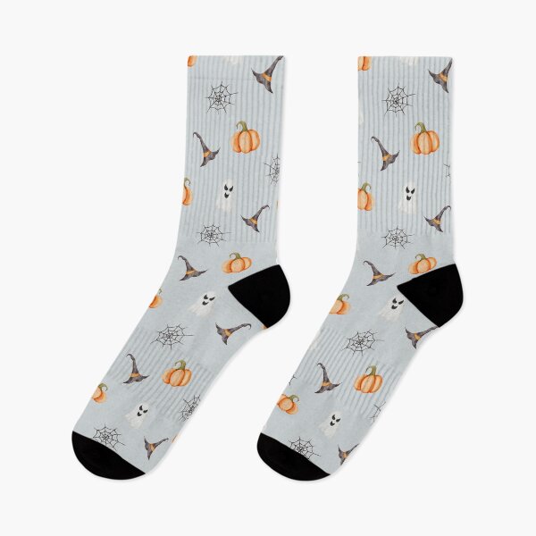 Item preview, Cute Watercolor Pumpkins and Ghosts Light Grey Halloween Pattern designed and sold by svitlaarty.
